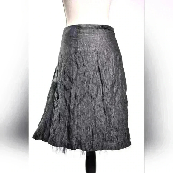 PINK TARTAN Grey Crinkle Lame Ballet Mesh Knee Flair  Skirt 4US Medium Canada - Picture 3 of 9